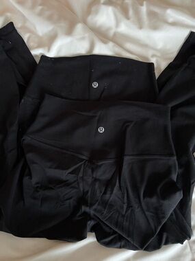 Two 2 pairs of lululemon athletica Black High-Waist Leggings Duo
